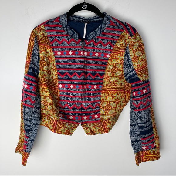 Free People Jackets & Blazers - Free People crop multi-color boho festival jacket